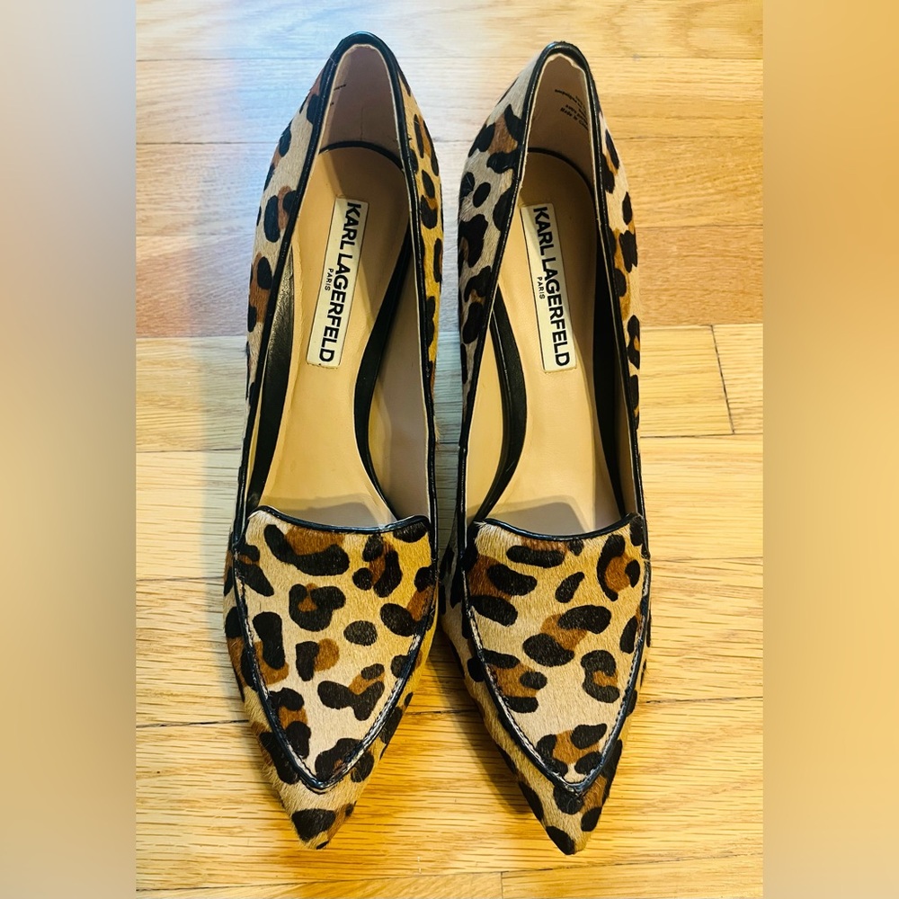 Karl Lagerfeld Leopard Print block heel